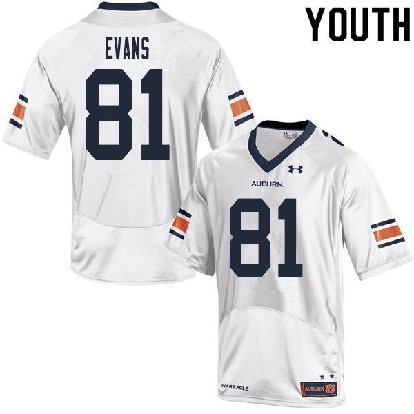 Youth #81 J.J. Evans Auburn Tigers College Football Jerseys Sale-White